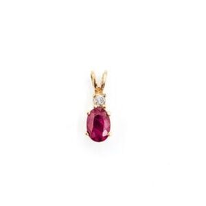 14K YELLOW GOLD GENUINE RUBY & DIAMOND PENDANT